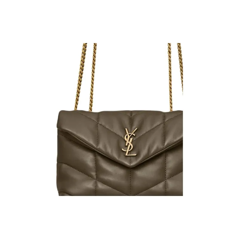 SAINT LAURENT PUFFER Sheepskin Portable Crossbody Bag, Shoulder Bag Mini Women's Light Musk-6