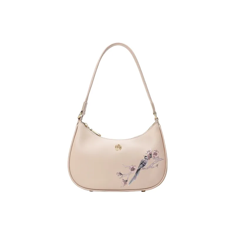 Ancient Yi Xi Cow Leather Chinese Fashion Trend Minimalist Style Shoulder Bag Women's Light Cherry Blossom Pink-0