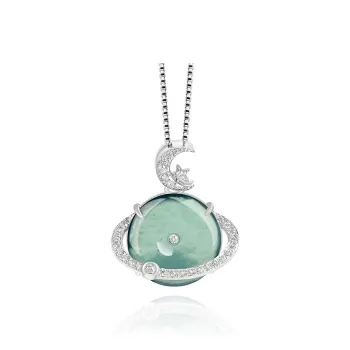 Long Fu Ice Glutinous Jadeite Necklace Collarbone Chain Perfect For Festive Gift Giving Accessory Women's
