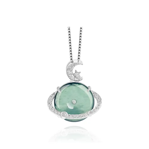 Long Fu Ice Glutinous Jadeite Necklace Collarbone Chain-Perfect For Festive Gift Giving Accessory Women's