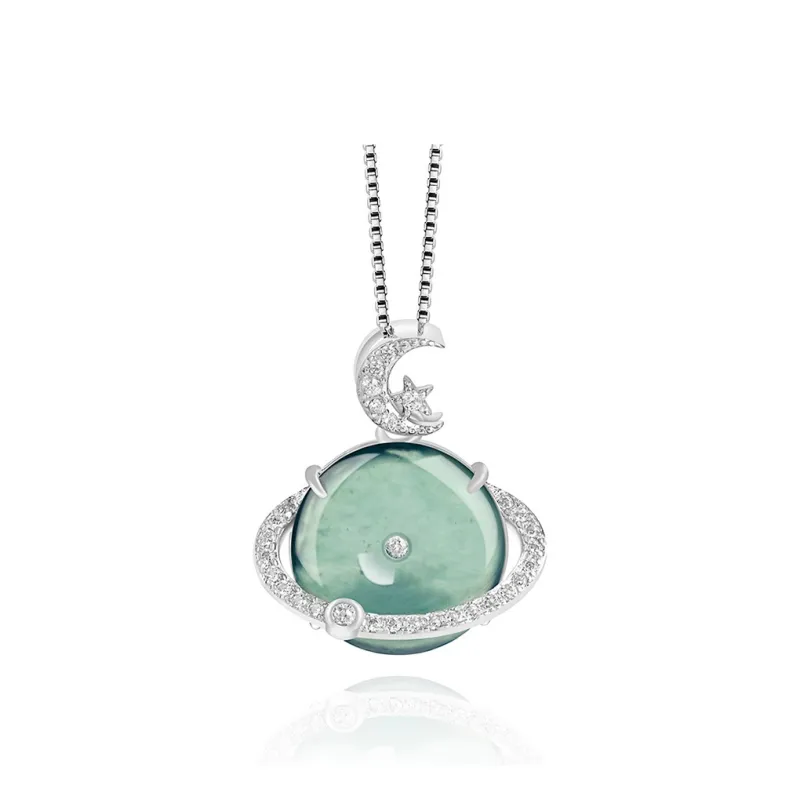 Long Fu Ice Glutinous Jadeite Necklace Collarbone Chain Perfect For Festive Gift Giving Accessory Women's-0