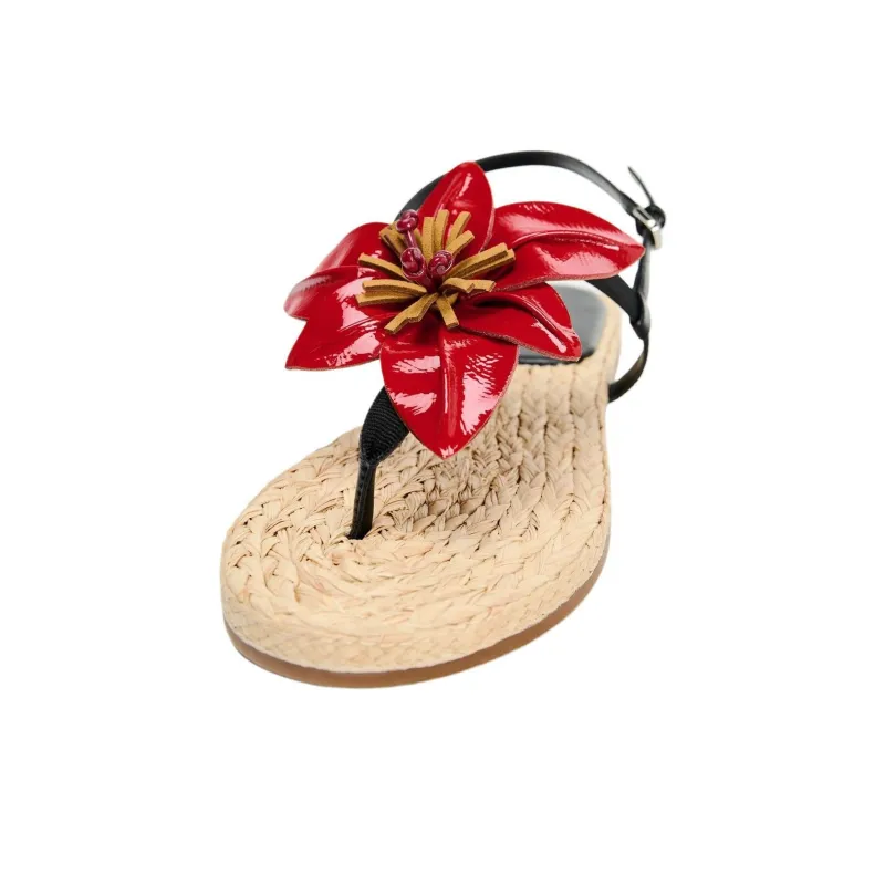 ZARA Strap Sandals 1.5cm Women's Red-2