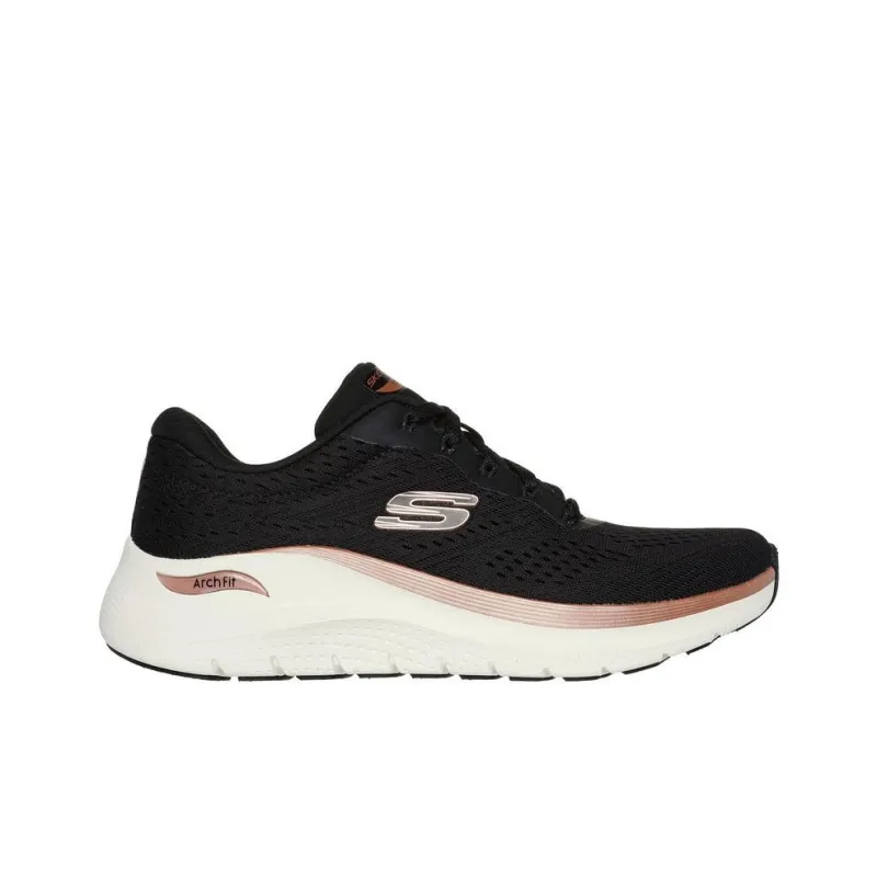 Skechers ARCH FIT 2.0 Anti Slip Wear Resistant Low Top Casual Running Shoes Women's Black Gold-1