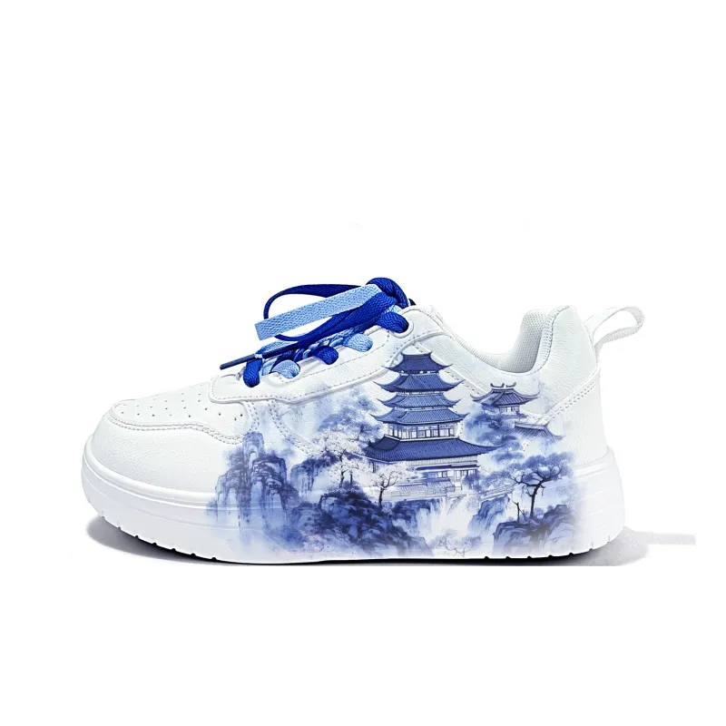 Cold Cicadas Yesterday Lightweight And Breathable Low-Top Skateboard Shoes Unisex White Blue-1