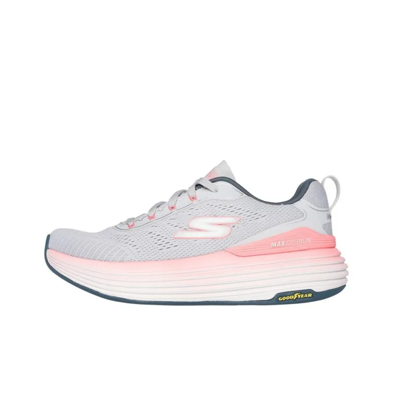 Skechers Max Cushioning Slip Resistant Breathable Rebound Low Top Casual Running Shoes Women's Gray Pink-0