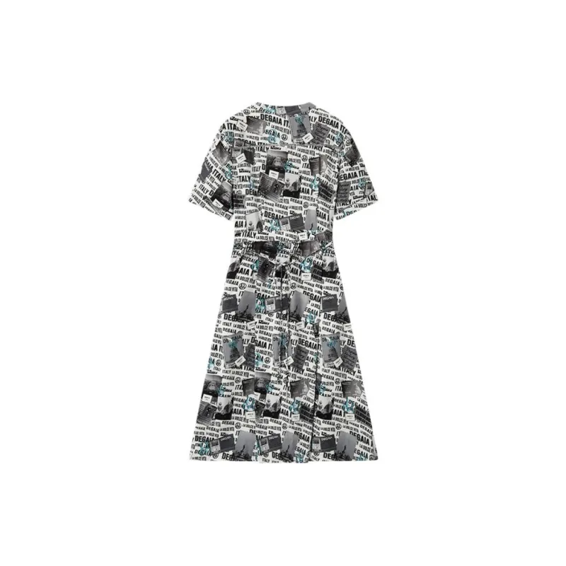DEGAIA Short Sleeved Dress Women's Black White-1