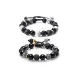 Obsidian Beaded Bracelets 1 Pair