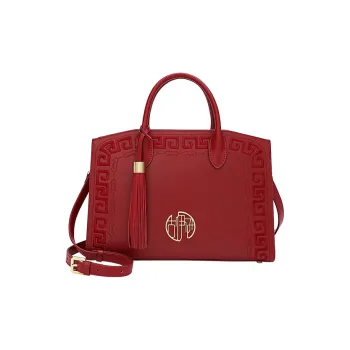 Ancient Yi Xi Cow Leather Niche Embroidered Cheongsam One Shoulder Handbag Women's Vintage Red