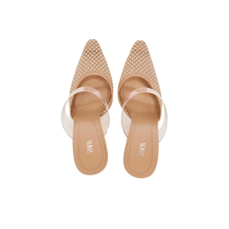 ZARA Wrap toe Slippers Women's Brown-3