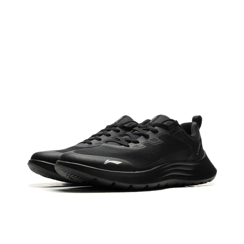 LiNing Light String Cushioning, Slip Resistant, Abrasion Resistant, Lightweight Low Top Running Shoes Men's Black-1