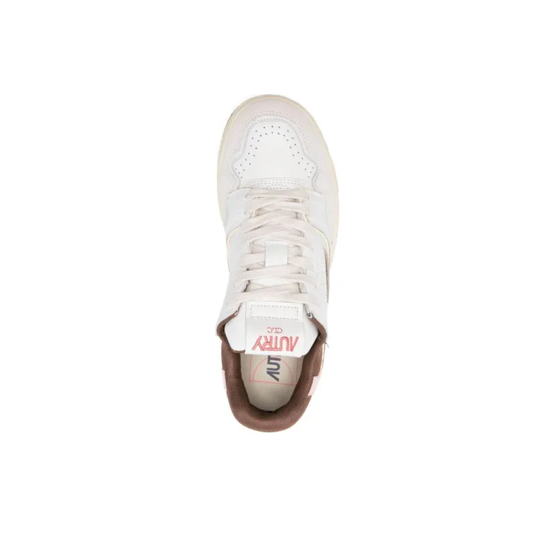 AUTRY Clc Low Top Skateboard Shoes Women's White Pink Brown-4