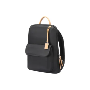 BOPAI Cow Leather Student Backpack Backpack 14-Inch Computer Backpack Regular Women's Black/Pink