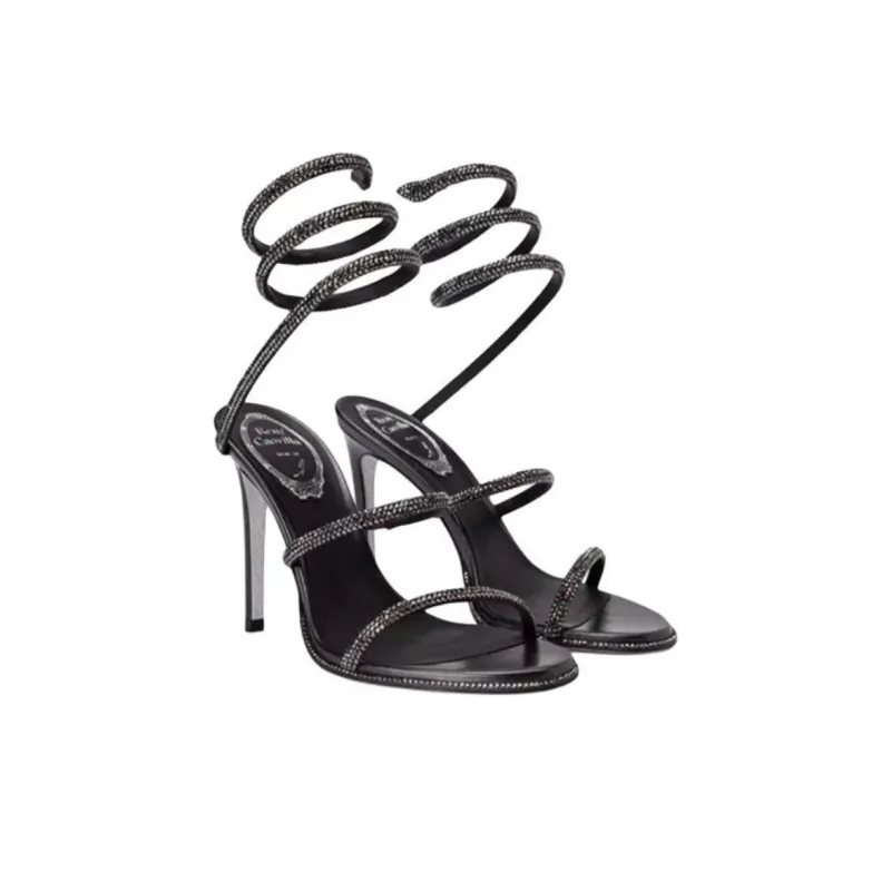 RENE CAOVILLA Cleo One Strap Sandals 10.5cm Women's Black-2