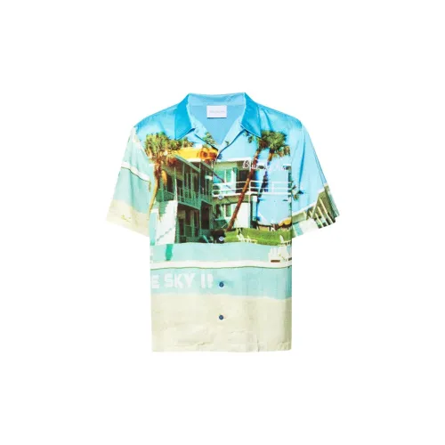  Sky Inn Photograph-print Satin Shirt