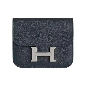 HERMES Constance Slim Evercolor Calfskin Fanny Pack Handheld Wallet Women's New Deep Sea Blue