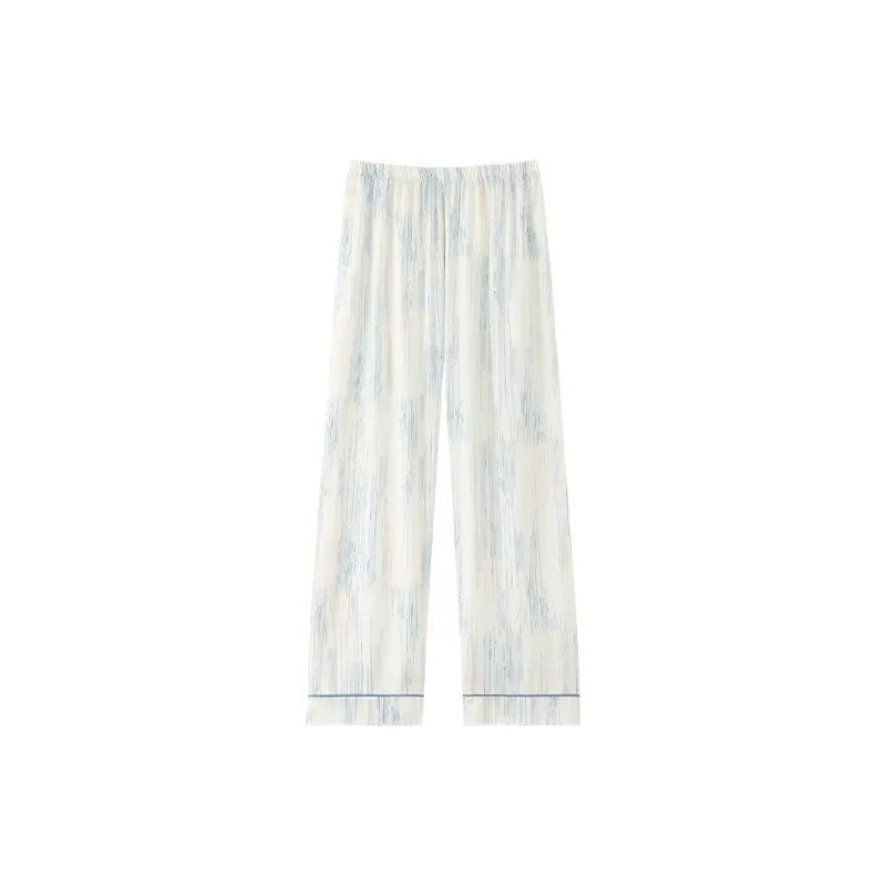 Han Ziduo Pajama Pants Women's Blue White-0