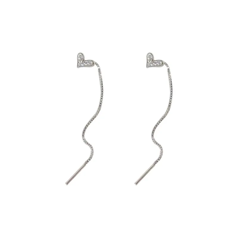Silver S925 Drop Earrings Women's-0
