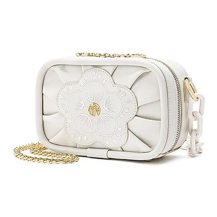Ancient Yi Xi Cow Leather Small Square Bag, Crossbody Bag Women's Lotus Seed White-1