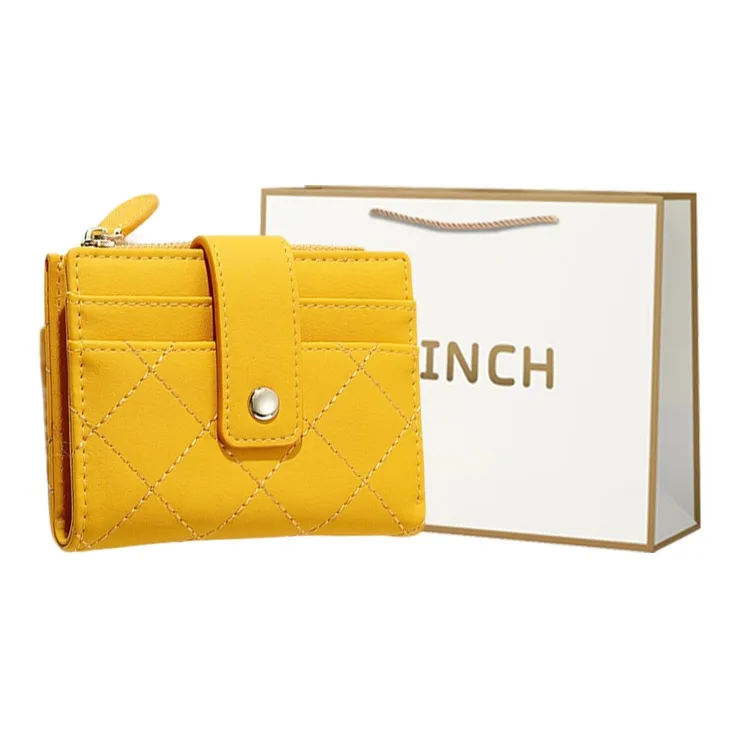 BRINCH PU Coin Purse Money Clip Wallet Card Holder Regular Women's Pink/Yellow/Blue-4