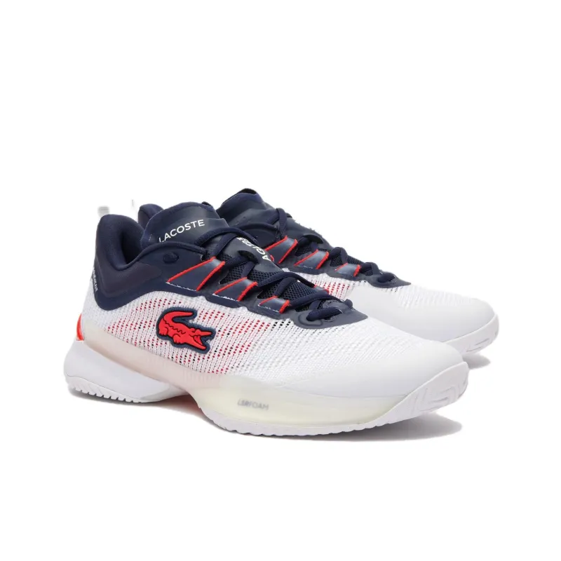 LACOSTE Low Top Tennis Shoes Men's White Blue Red-1