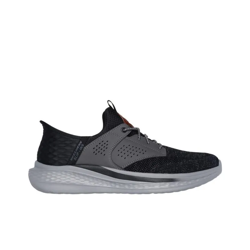 Skechers Slip Ins Anti Slip Wear Resistant Low Top Casual Running Shoes Men's Black Gray-1