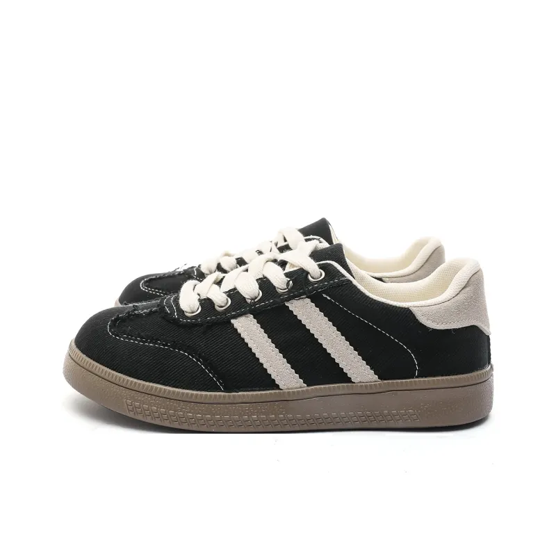 Mengsai Non slip Lightweight Low Top Canvas Shoes Women's Black With White Stitching-2