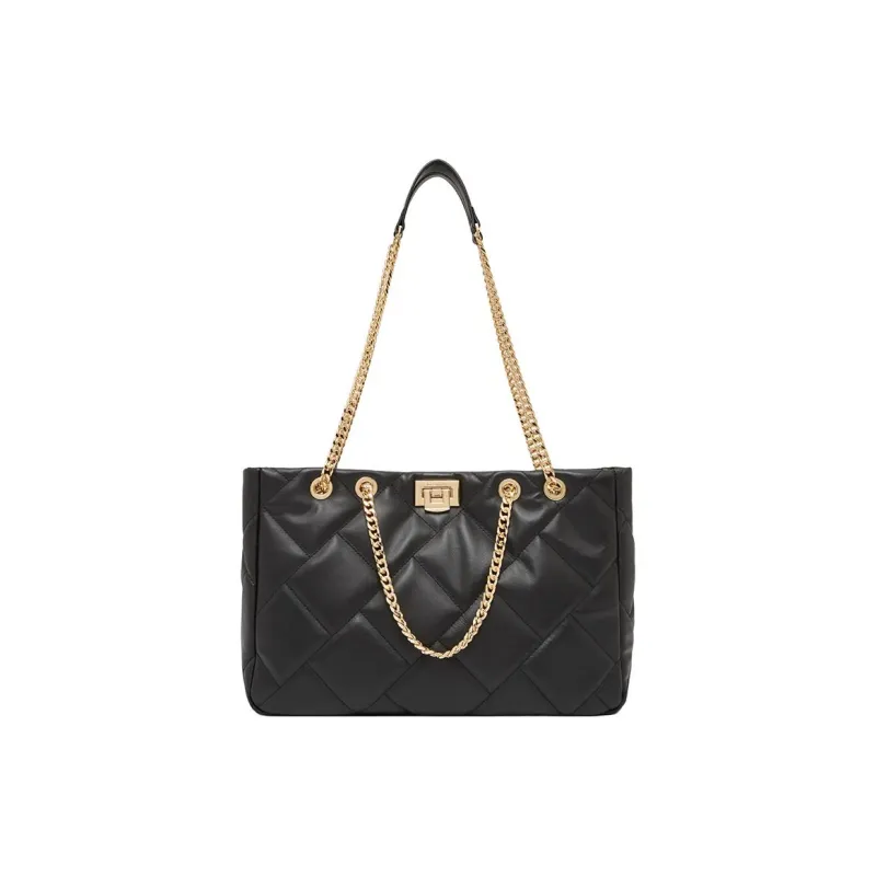Geshiman Top Grain Cow Leather Shoulder Bag Large Size Women's Black/Ecru-0