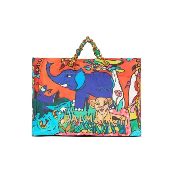 BALMAIN Disney Collaboration Cotton Tote Bag Shopping Bag Handbag Extra Large Kids' Orange & Multicolor