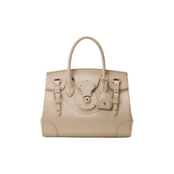Ralph Lauren Cow Leather One Shoulder Handbags Women's Light Yellow Umber