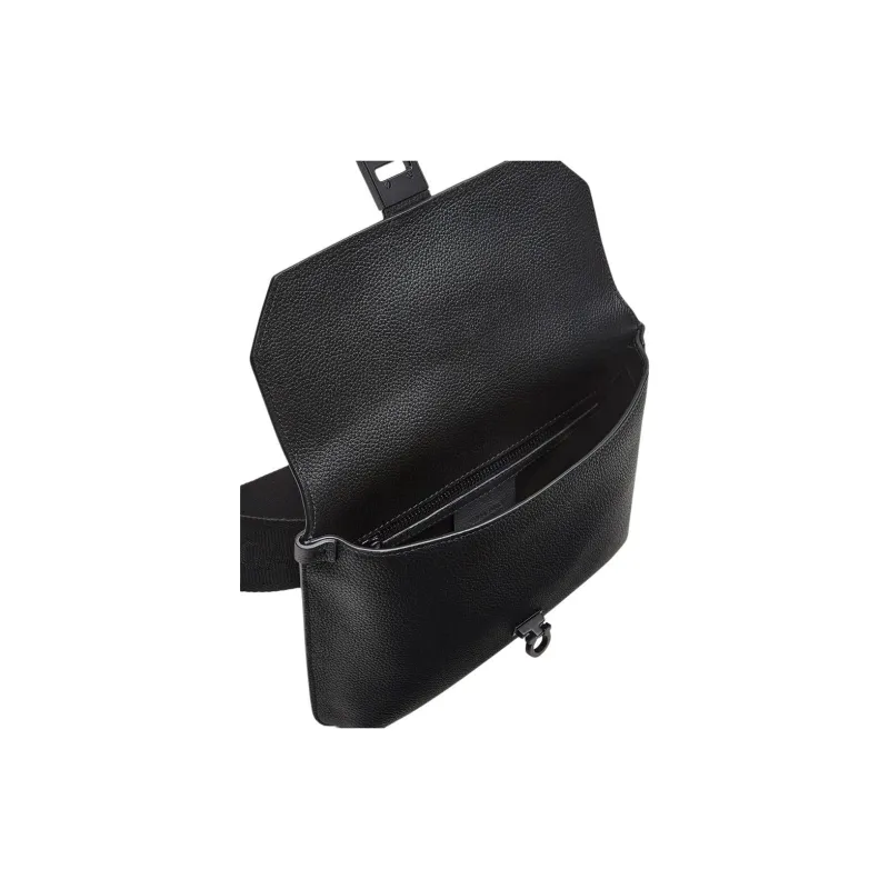 FERRAGAMO GANCINI Hammered Texture Calfskin Fanny Pack Men's Black-2