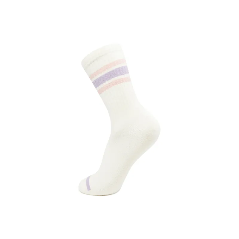 LiNing Sports Life Collection Mid Calf Socks Unisex 1 Pack Ecru Pink Purple-2