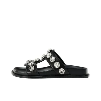 ZARA Trf Abrasion-Resistant Slide Slippers Women's Black