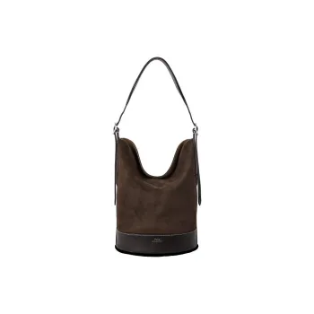 Polo Ralph Lauren Bellport Nubuck Bucket Bags Shoulder Bag Crossbody Bag Handbag Medium Size Women's Brown
