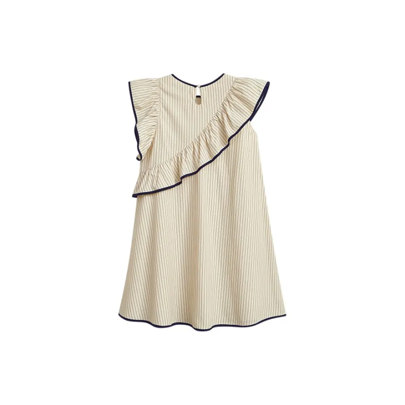 KUOSE Short Sleeved Dress Women's Beige Apricot-1