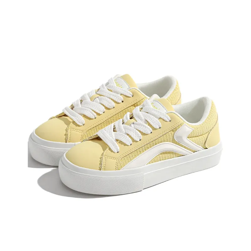TUOPIN Pie Shoes Anti Slip Wear Resistant Low Top Skateboard Shoes Women's Lemon-0