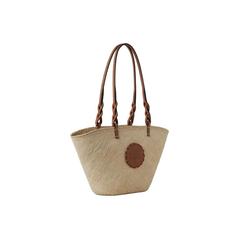 Mulberry Raffia With Thick Cow Leather One Shoulder Handbags Women's Earth Tone Bright Umber-1