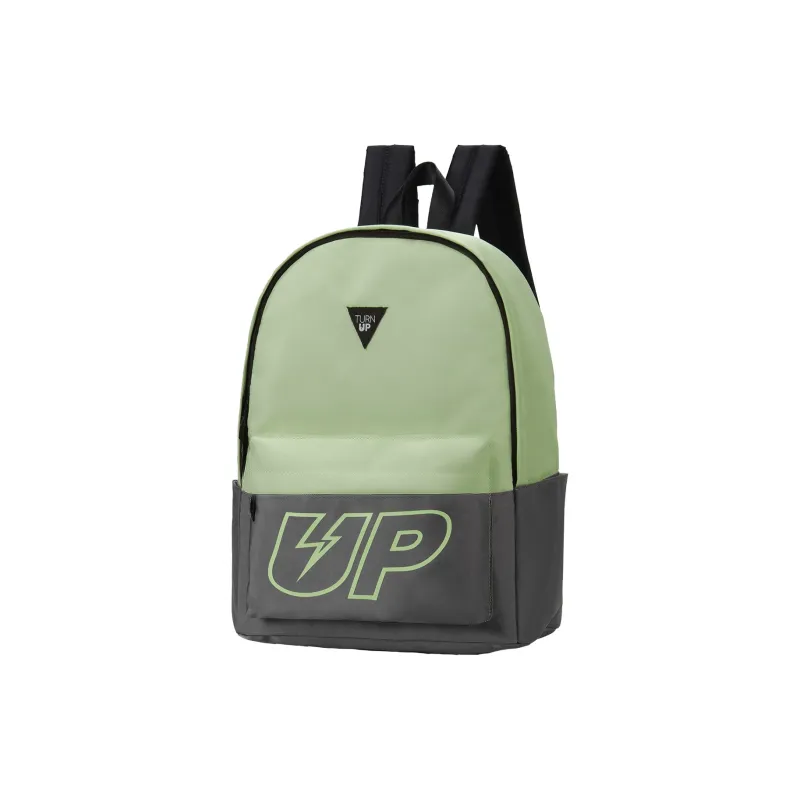TURN UP Polyester Backpack Unisex Green Gray-1