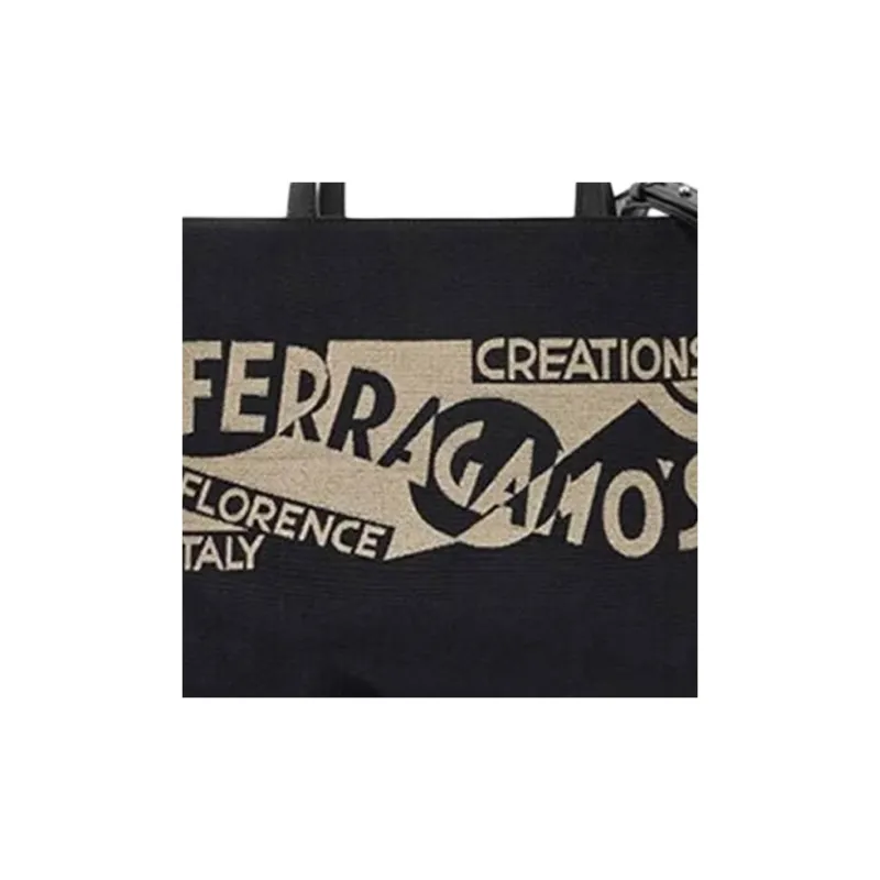 FERRAGAMO Denim Portable Crossbody Bag Shoulder Bag Women's Black-4
