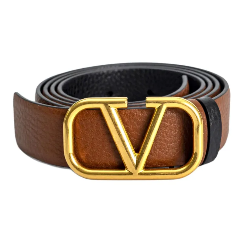 Valentino Cow Leather Belts Men's Brown -0