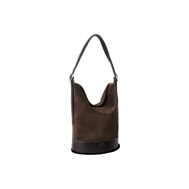 Polo Ralph Lauren Bellport Nubuck Bucket Bags Shoulder Bag Crossbody Bag Handbag Medium Size Women's Brown-1
