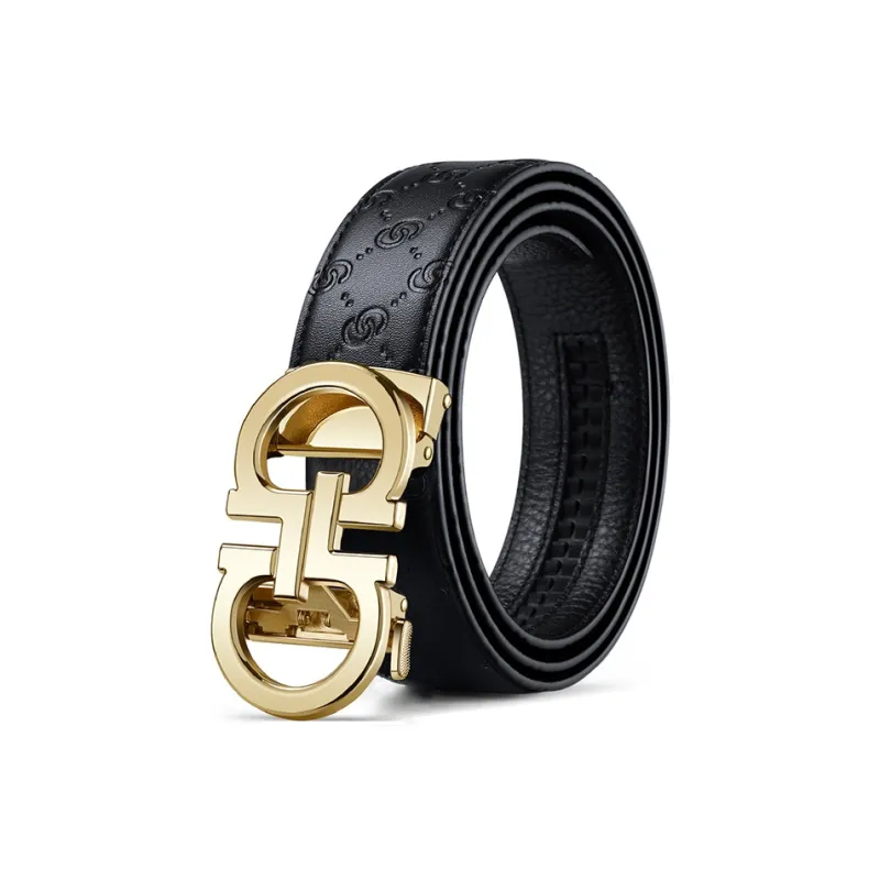AUGTARLION Fashion Versatile Double G Lightweight Luxury Business Automatic Buckle Leather Belts Men's Width  3.5cm-5