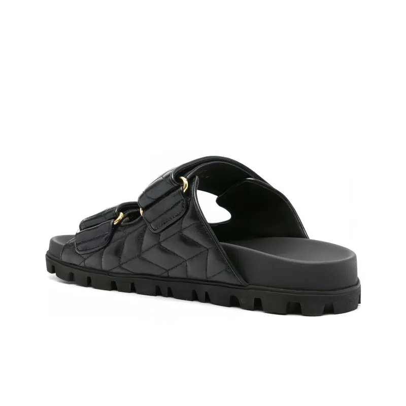 MIU MIU Matelassé Slide Slippers Women's Black-2