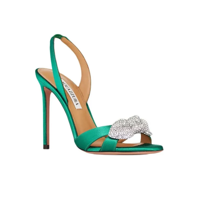 AQUAZZURA Very Bow Tie Strap Sandals 10.5cm Women's Green-2