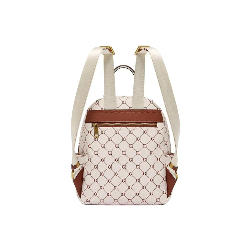 Geshiman PVC Backpack Large Size Women's Coffee/Ecru-6
