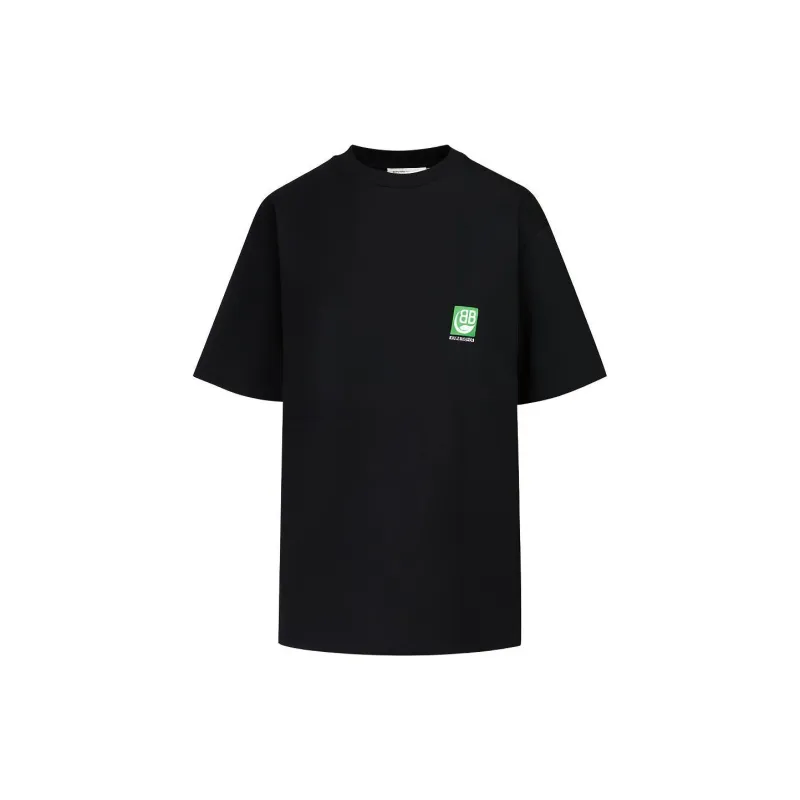 Balenciaga Drop Shoulder Sleeve T Shirt Women's Black Loose Fit-1