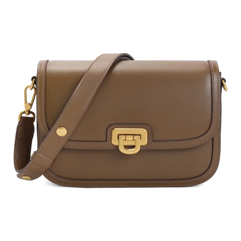 BELLE Advanced Texture Shoulder Bag Medium Size Women's Coffee/Apricot-0