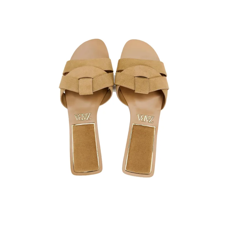 ZARA Abrasion Resistant Slide Slippers Women's Brown-3