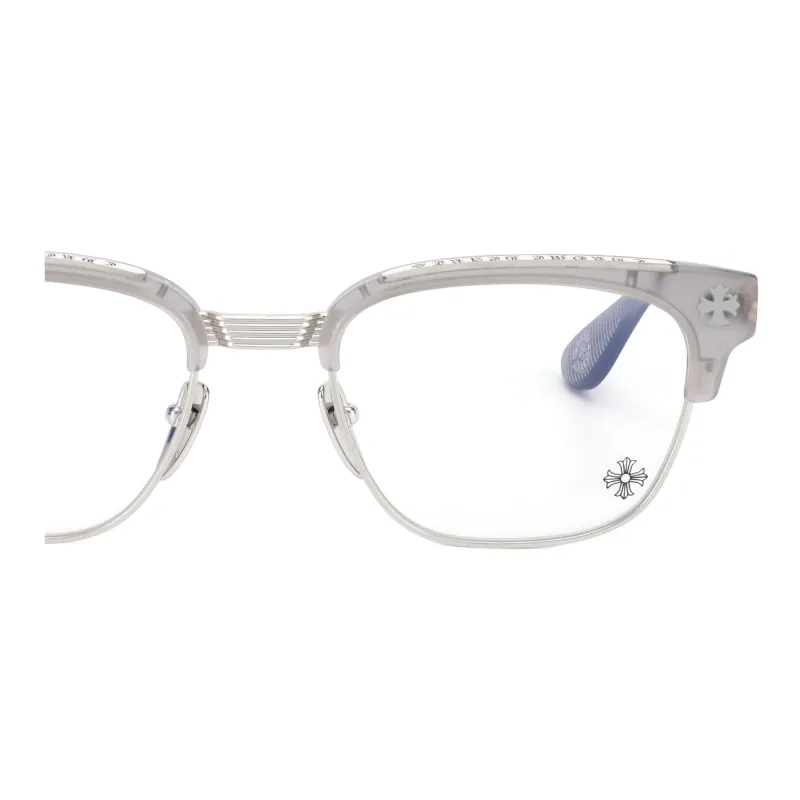 Chrome Hearts Plate And Metal Square Eyeglass Frames Unisex Smoke Gray-3