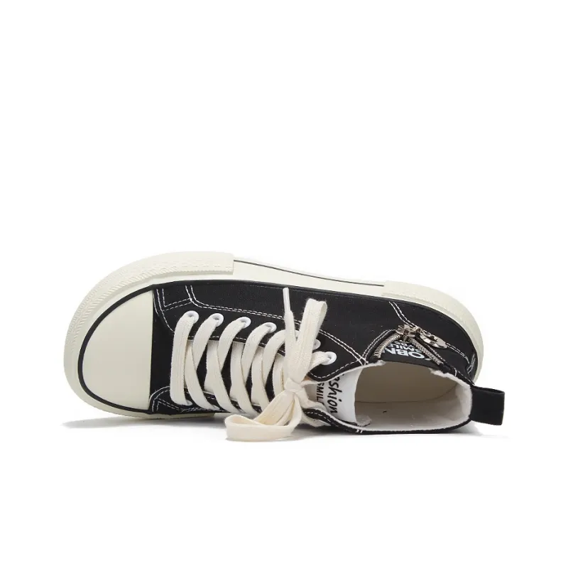 Yobn Anti Slip And Wear Resistant Breathable High Top Canvas Shoes Women's Black-5