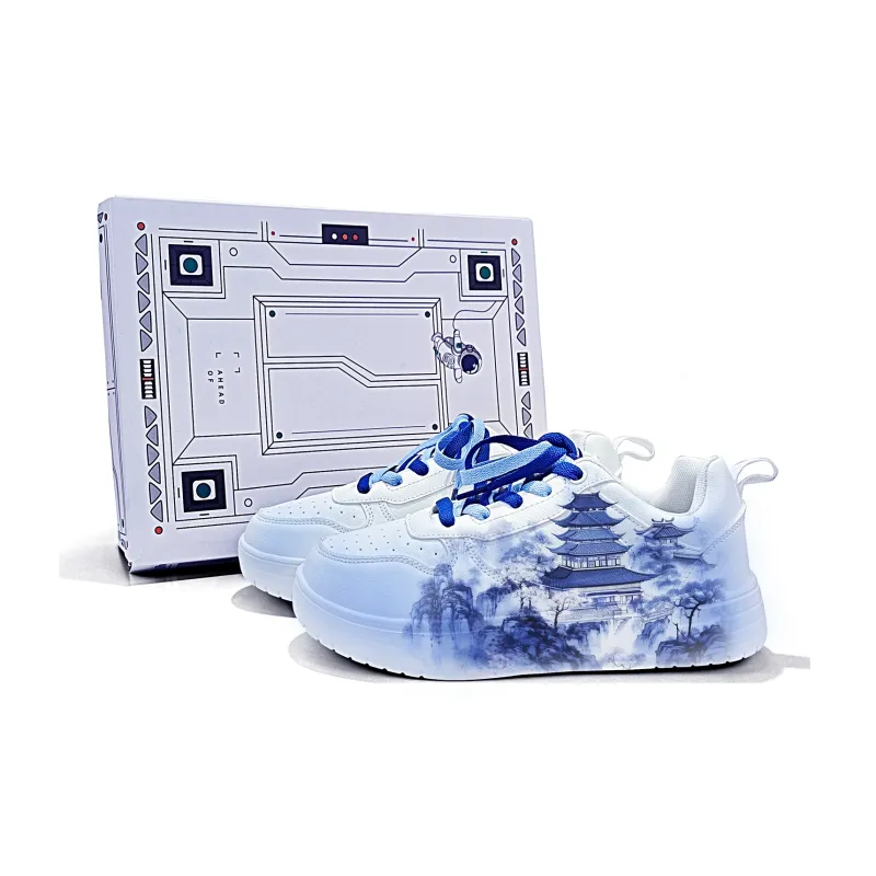 Cold Cicadas Yesterday Lightweight And Breathable Low-Top Skateboard Shoes Unisex White Blue-2
